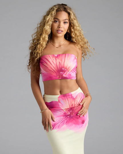 Sandy Shores Tropical Floral Crop Top