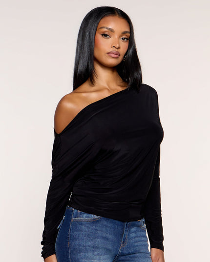 Second Look Lace Back Knit Long Sleeve Top