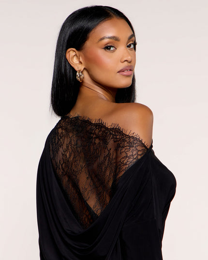 Second Look Lace Back Knit Long Sleeve Top