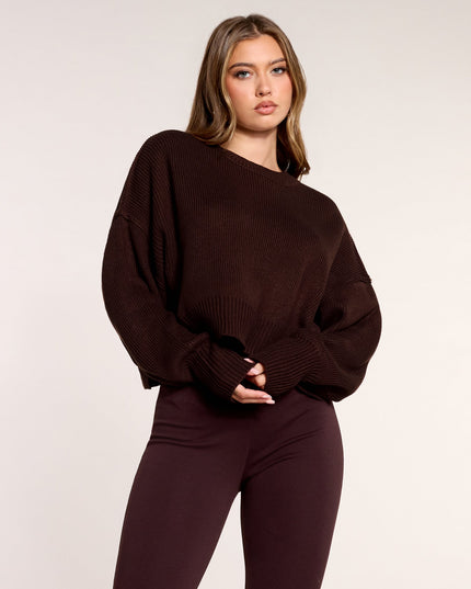 Cozy Cut Rib Trim Cropped Sweater