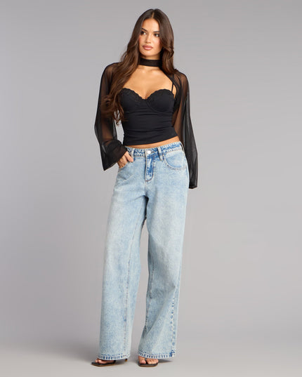 Sheer Drama Mesh Long Sleeve Topper