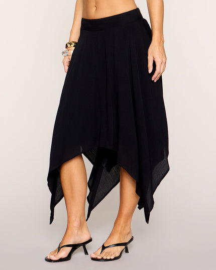 Angle Play Hanky Hem Midi Skirt