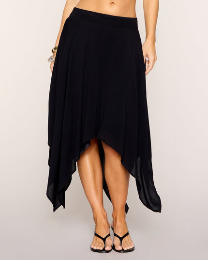 Angle Play Hanky Hem Midi Skirt