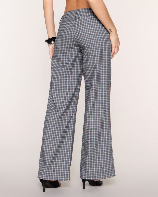 Checked Out Plaid Low-Rise Wide-Leg Pants