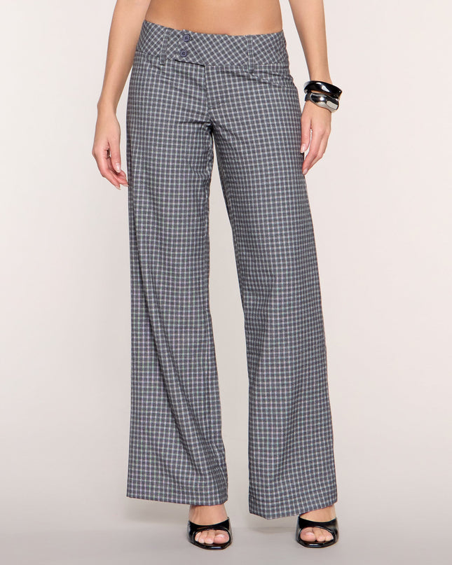 Checked Out Plaid Low-Rise Wide-Leg Pants