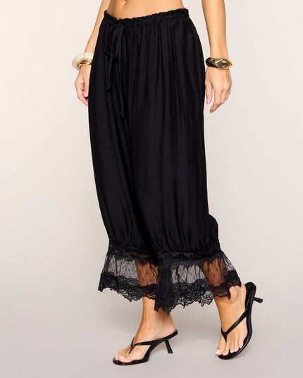 Soft Volume Lace-Trim Balloon Cropped Pants