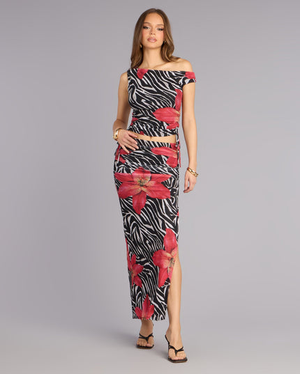 Wild Instinct Zebra Floral Skirt