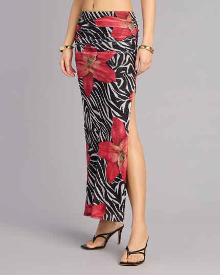 Wild Instinct Zebra Floral Skirt