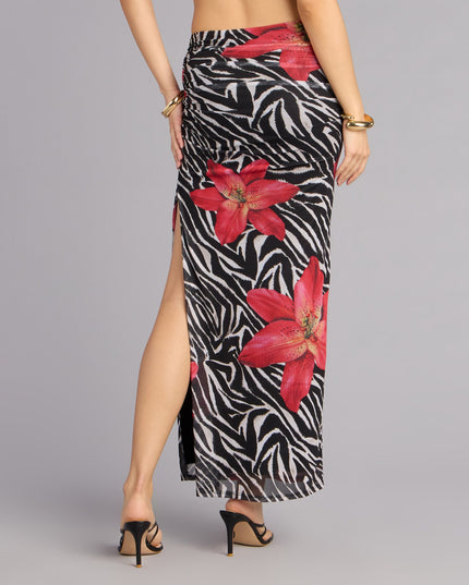 Wild Instinct Zebra Floral Skirt