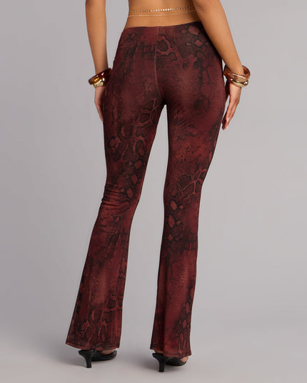 Sleek Moves Snake Print Flare Pants