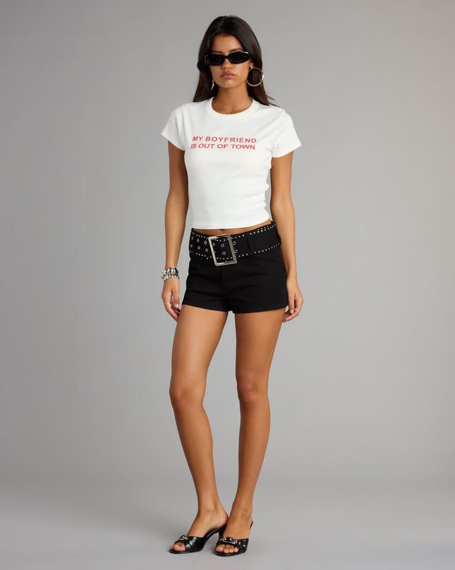 Rebel Edge Belted Denim Shorts
