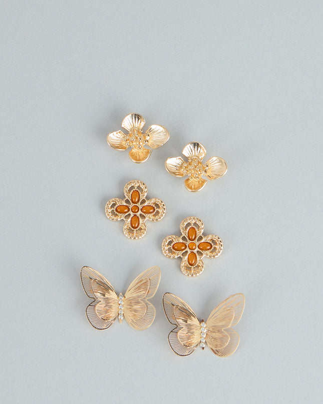 Sweet Garden Three-Piece Earrings Set