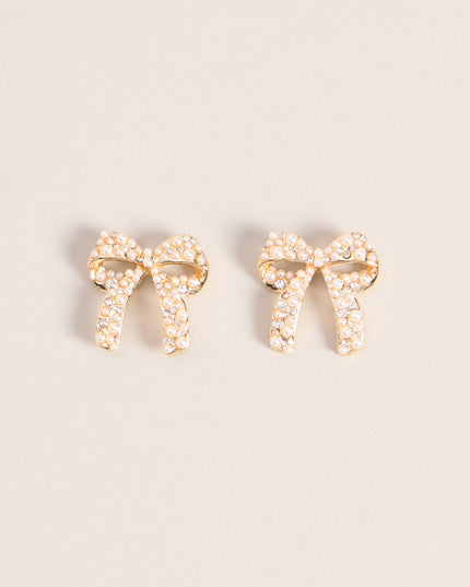 Tied Up In Pearl Bow Stud Earrings