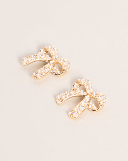 Tied Up In Pearl Bow Stud Earrings