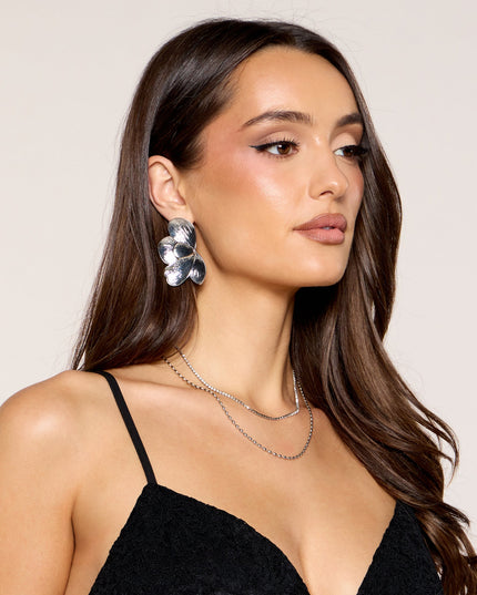 Sculpted Bloom Flower Stud Earrings