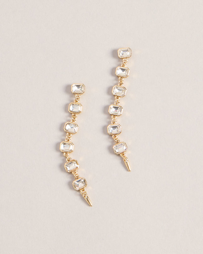 Sleek Drama Rhinestone Drop Earrings