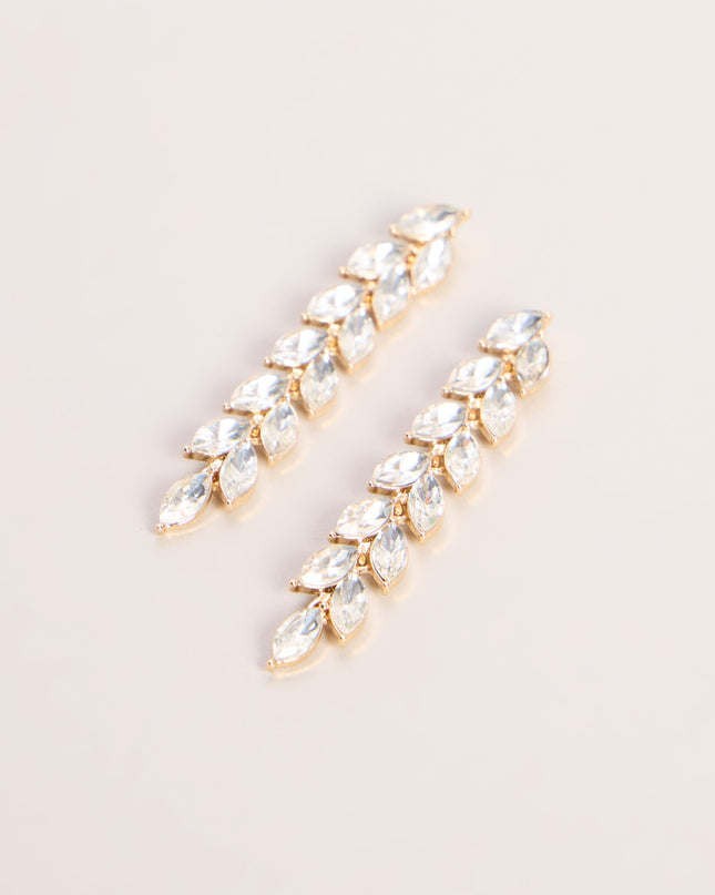 Polished RSVP Rhinestone Leaf Drop Earrings