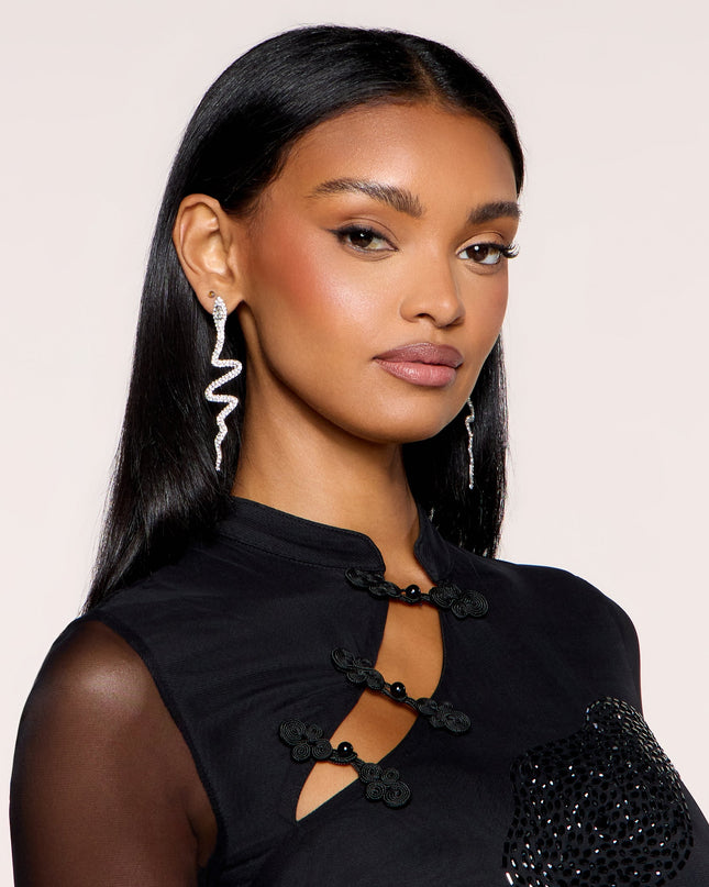 Snake Eyes Rhinestone Statement Drop Earrings