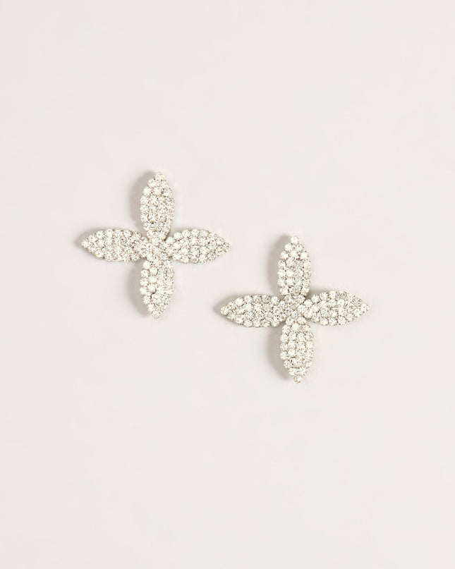 Shine In Bloom Rhinestone Flower Stud Earrings