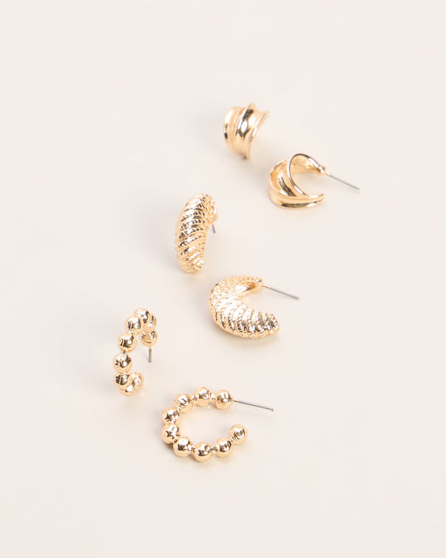 Triple Take Textured Hoop Earring Pack