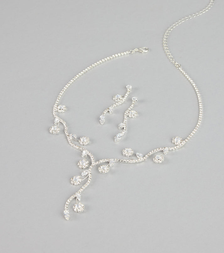Crystal Vine Necklace And Earring Set