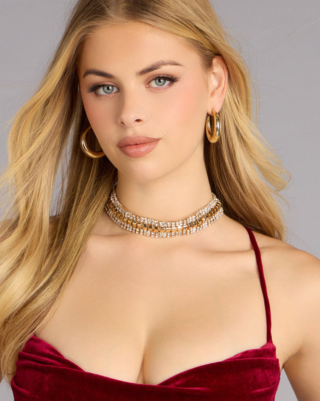 Double Dazzle Rhinestone Choker