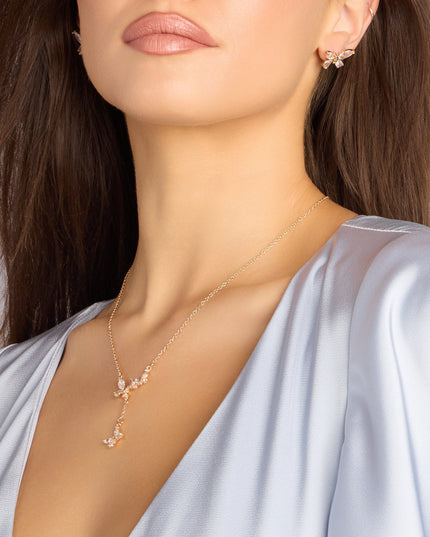 Sweet Shine Rhinestone Butterfly Necklace And Earrings Set