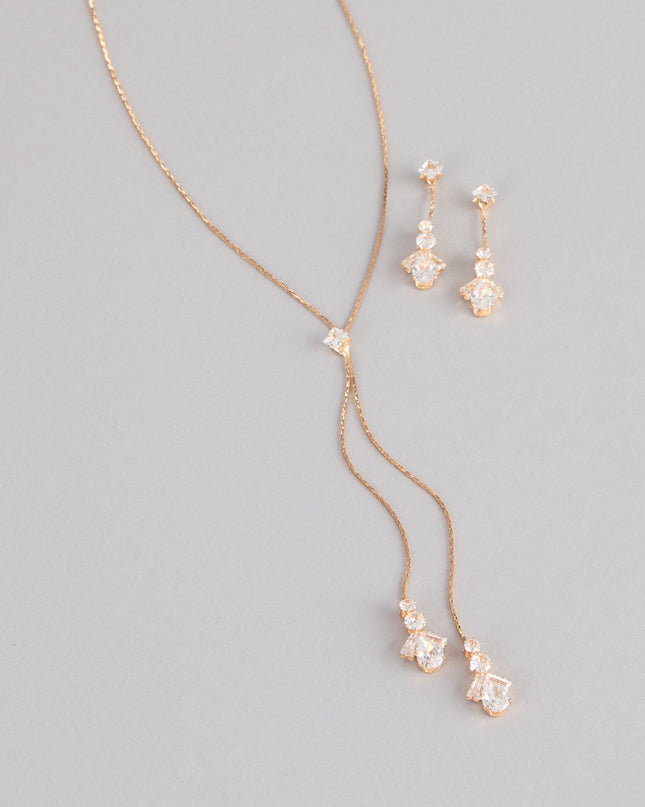 Soft Sparkle Rhinestone Lariat Necklace And Earrings Set