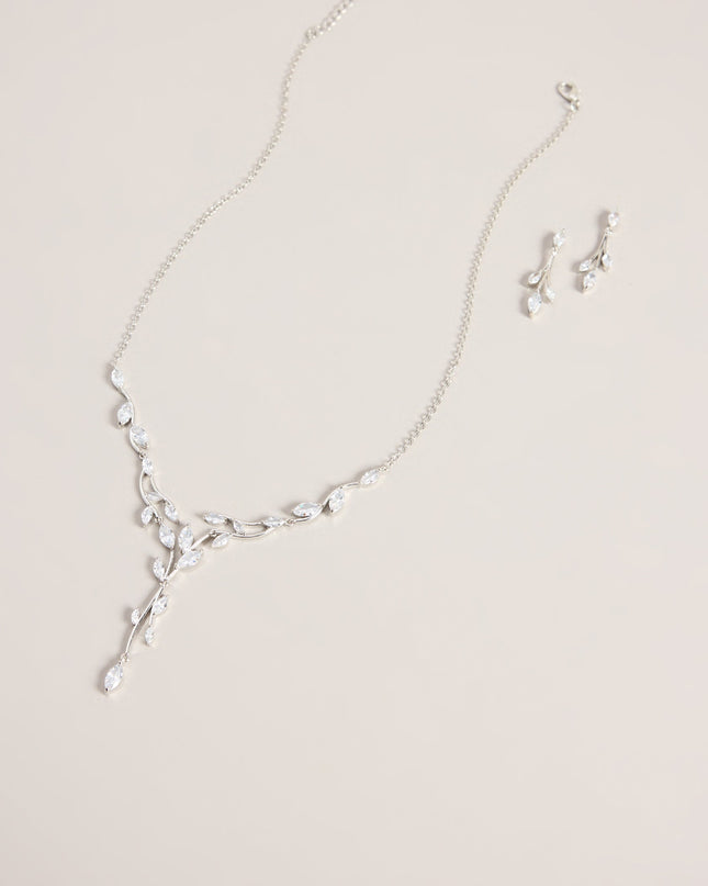Gilded Vine Rhinestone Necklace And Earrings Set