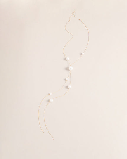 Refined Glow Pearl Lariat Necklace