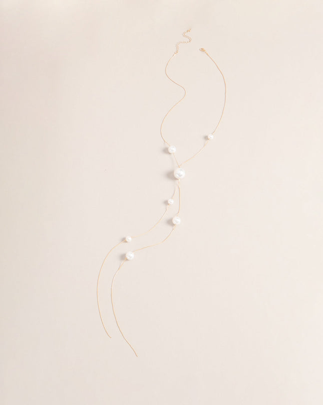 Refined Glow Pearl Lariat Necklace