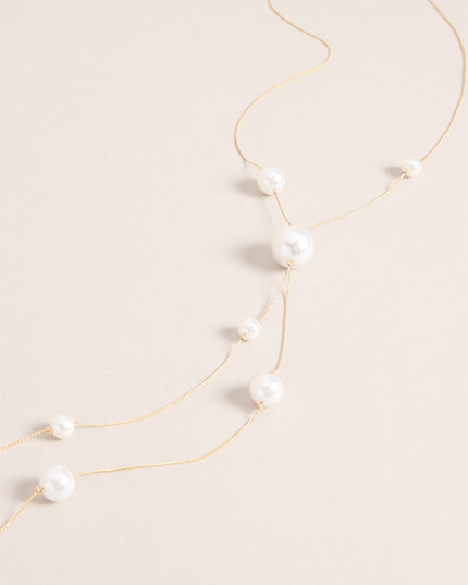 Refined Glow Pearl Lariat Necklace
