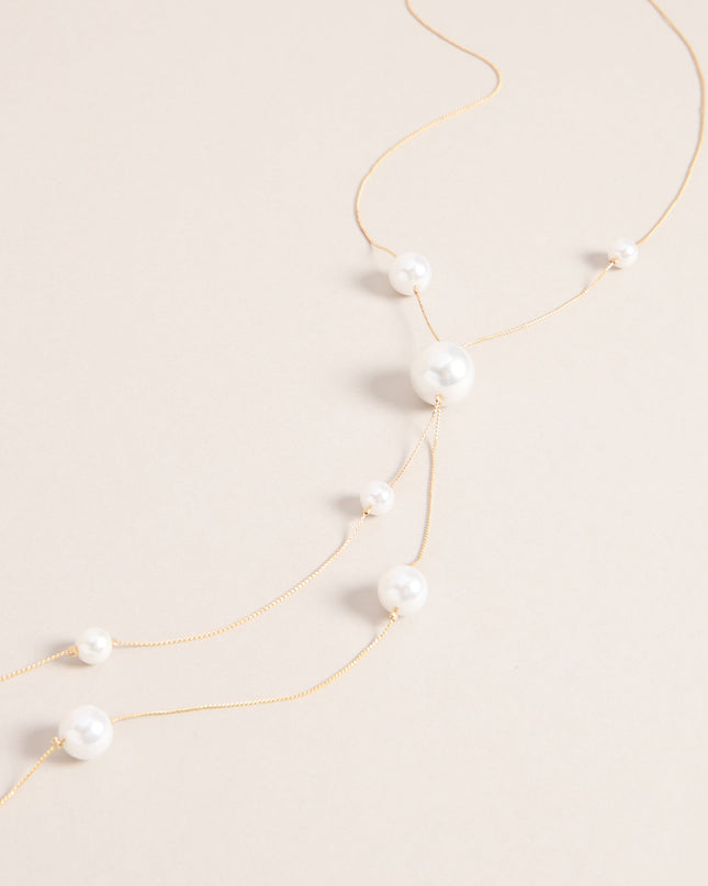 Refined Glow Pearl Lariat Necklace