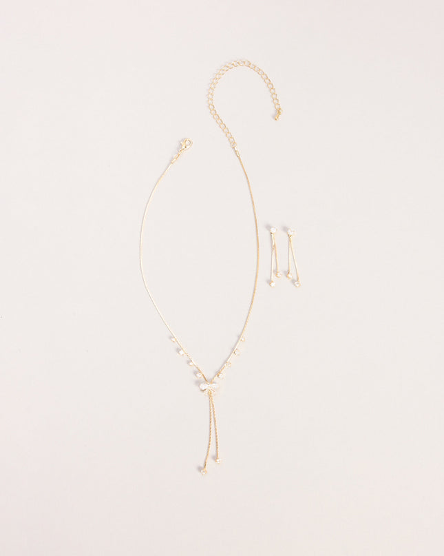 Tied To Shine Necklace And Earrings Set