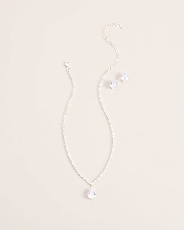 Teardrop Shine Necklace And Earrings Set