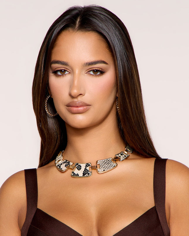 Wild Card Snake Print Statement Necklace