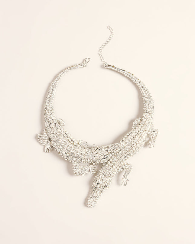 Untamed Glam Rhinestone Alligator Collar Necklace