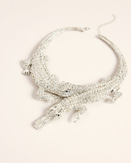 Untamed Glam Rhinestone Alligator Collar Necklace