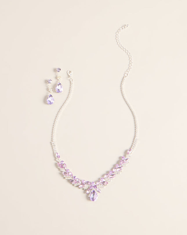 Pretty In Detail Rhinestone Necklace & Earring Set