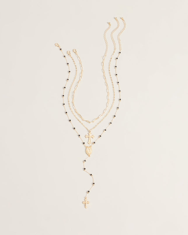 Sacred Stack Layered Cross Necklace Set
