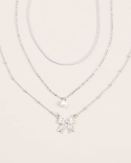 Bow On Cue Layered Charm Necklace