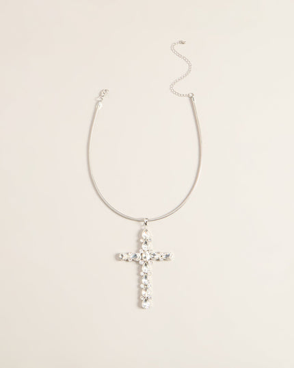 Cross My Mind Rhinestone Chain Necklace