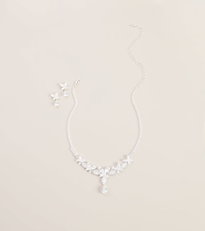 Finishing Touch Rhinestone Necklace And Earrings Set
