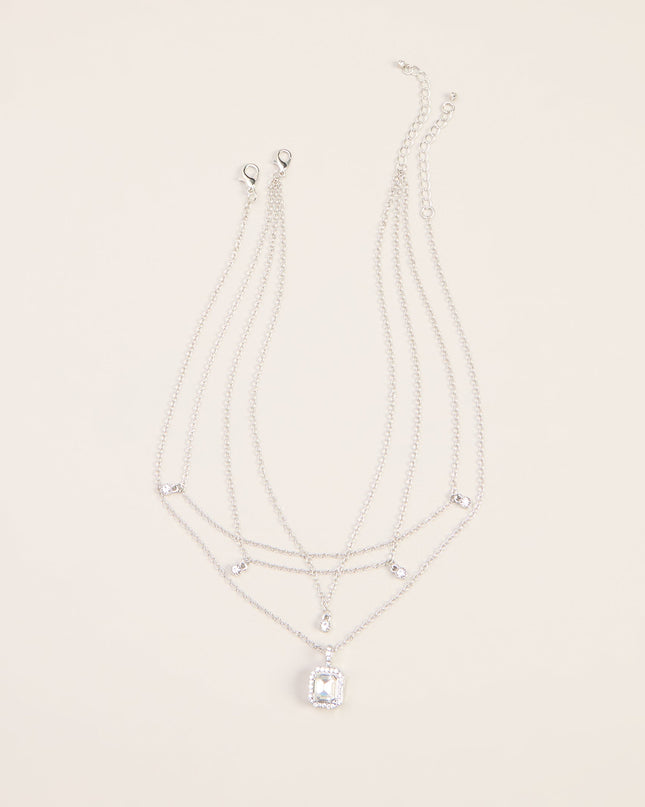 Plans in Layers Rhinestone Pendant Necklace