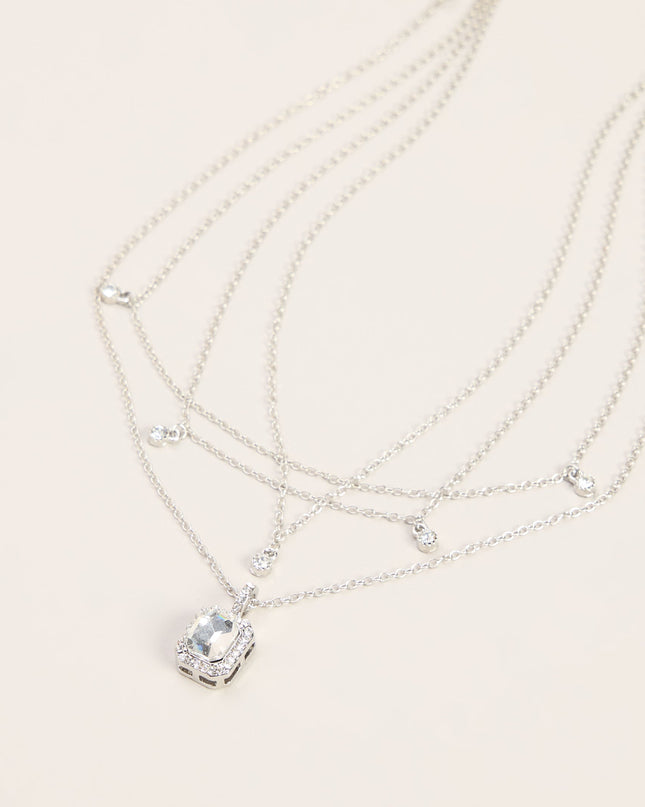 Plans in Layers Rhinestone Pendant Necklace