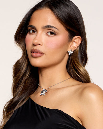 Bloom Mood Flower Necklace And Stud Earrings Set