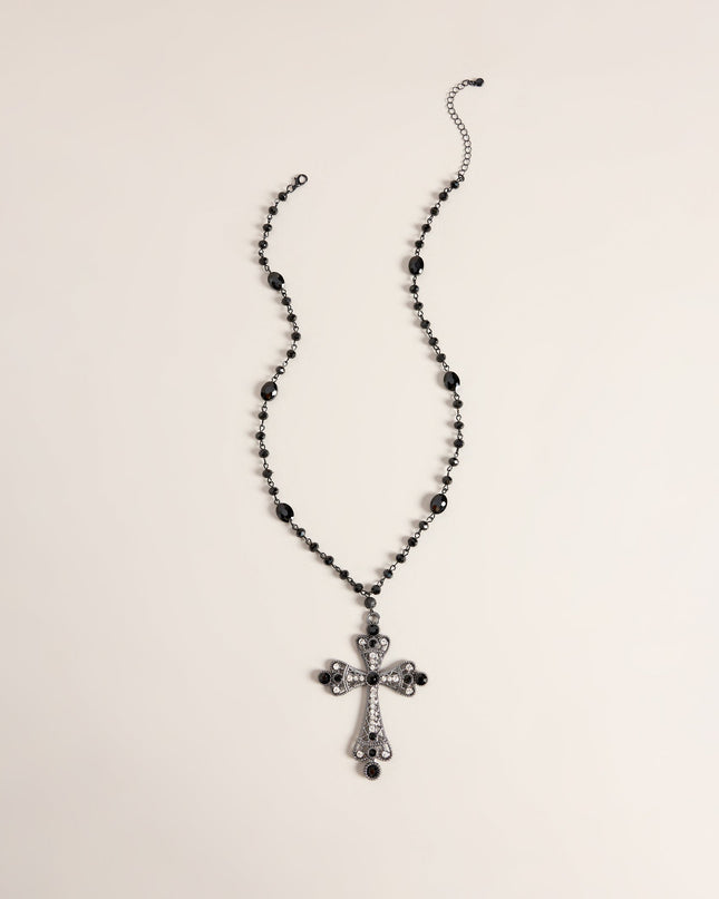 Sacred Drama Beaded Rhinestone Cross Necklace