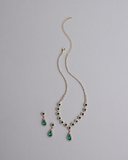 Luxe Look Gemstone Necklace And Earrings Set