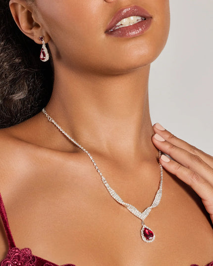 Gorgeous Radiance Gemstone Necklace And Earrings Set