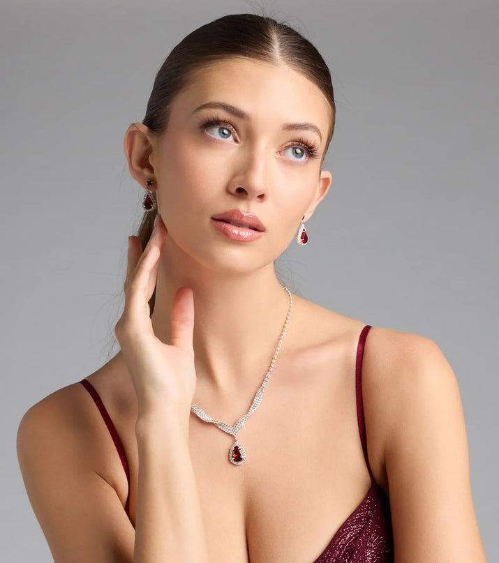 Gorgeous Radiance Gemstone Necklace And Earrings Set